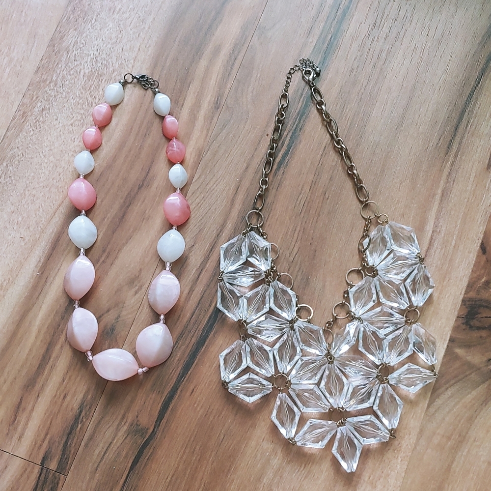 Bundle two costume necklaces bib necklace beaded